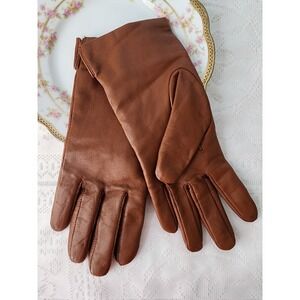 Vintage Fownes Leather Gloves Cashmere Wool Lined Retro Chestnut Brown Women 6.5
